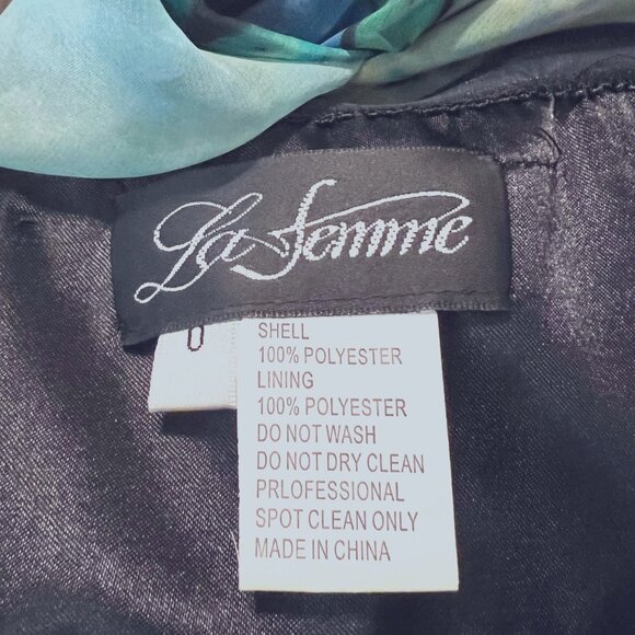 La Famme Long Maxi Multi Color Tropical Sz 0-Strapless Beaded Floral Waist Dress - Picture 14 of 15